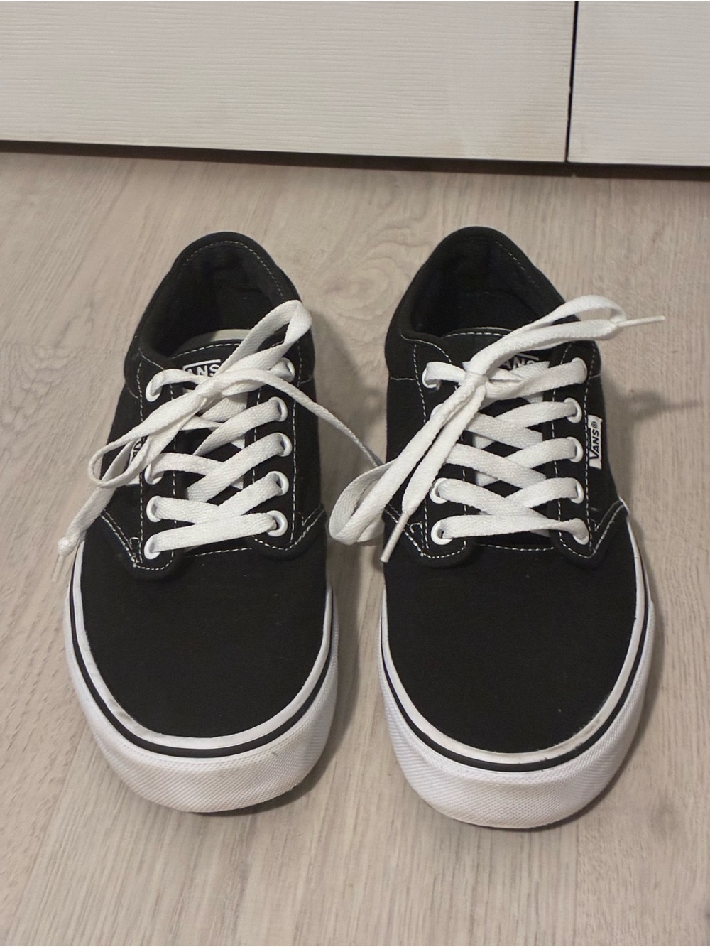 Vans Black Canvas Low-Top Sneakers with White Accents NWOT
